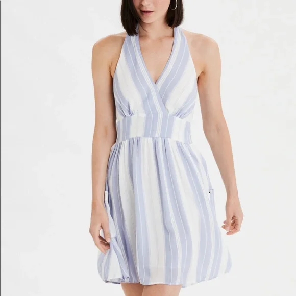 printed halter dress Ivory and Black Printed, Halter Dress – zenefashions main image 1